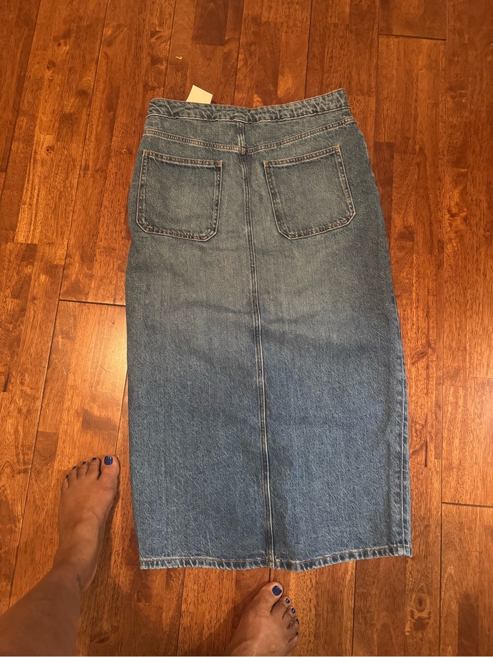 Zara Blue Denim Midi Skirt